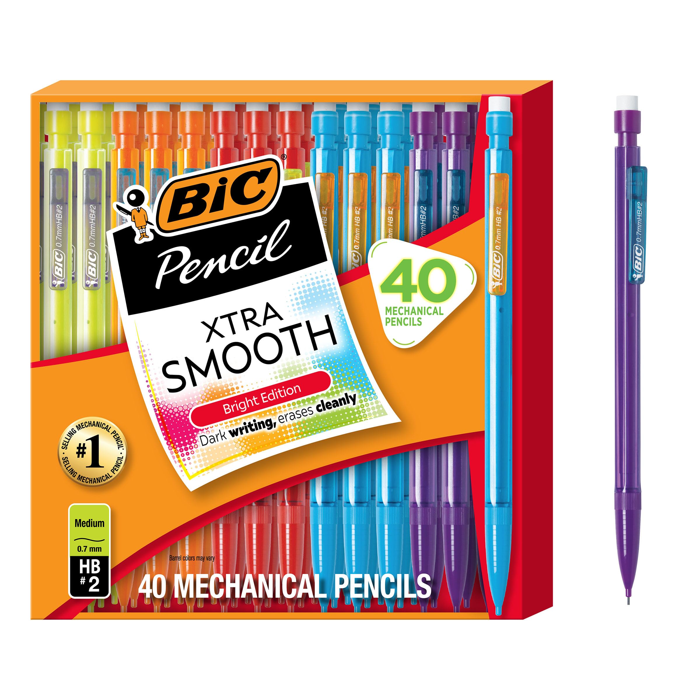 BIC Xtra Smooth Bright Edition Mechanical Pencils, 0.7 mm Medium Point, Bulk School Supplies for Students and Teachers, 40-Count Pack