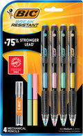 BIC Break Resistant Mechanical Pencils with Erasers, 4-Count Pack