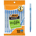 BIC Round Stic Xtra Life Blue Ballpoint Pens, 10-Count Pack, 1.0mm