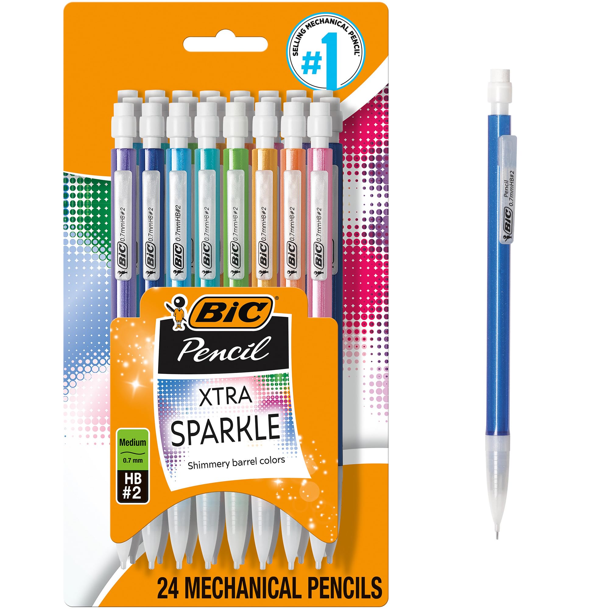 BIC Xtra-Sparkle Number 2 Mechanical Pencils, 24-Count Pack, 0.7mm Point