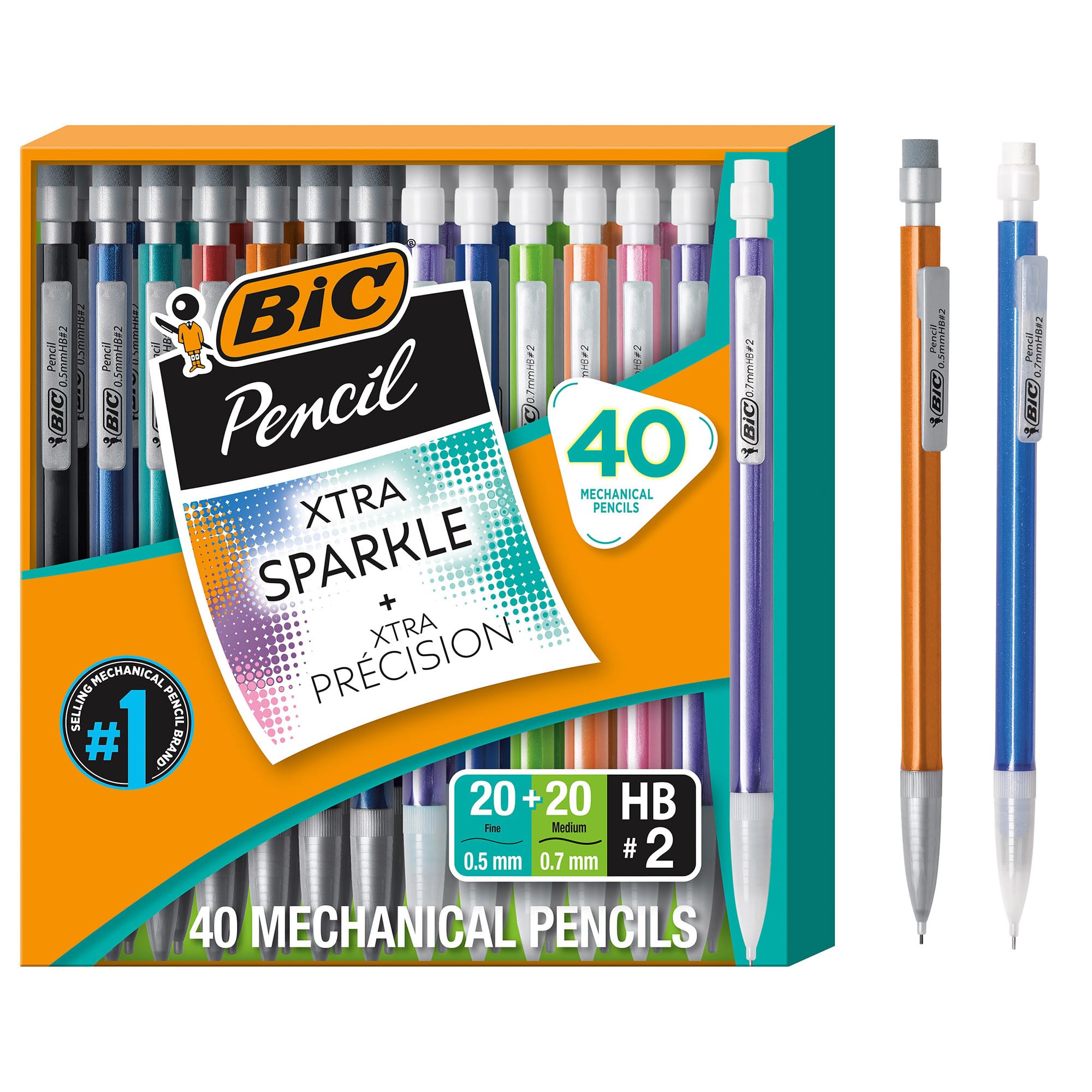 BIC Mechanical Pencils #2 XtraSmooth, 0.7mm & 0.5mm, Pack of 40